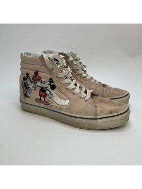Vans x Disney Sk8-Hi Mickey Minnie Mouse Floral Beige High Top Sneakers Wom Sz 9